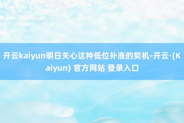 开云kaiyun明日关心这种低位补涨的契机-开云·(Kaiyun) 官方网站 登录入口